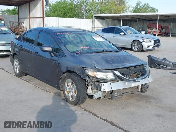 2014 Honda Civic Sedan LX with VIN 19XFB2F59EE026159, listed as a IAAI auction lot 42040655 with 104,190 mi miles. Bid and sale history available at carsss.com. Image 1.