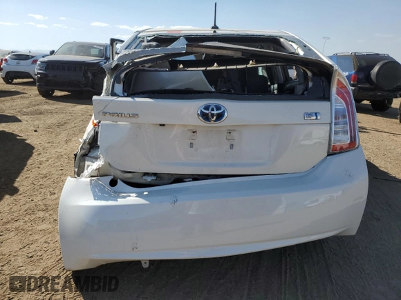 2012 Toyota Prius One with VIN JTDKN3DU4C1547473, listed as a Copart auction lot 74960944 with Not Provided miles and Salvage Title. Bid and sale history available at DreamBid. Image 6.