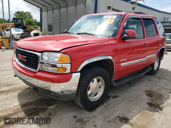 2000 GMC Yukon SLT with VIN 1GKEK13T6YJ107091, listed as a Copart auction lot 60345384 with 153,598 mi miles and Salvage Title. Bid and sale history available at carsss.com. Image 1.