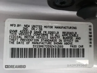 2009 Pontiac Vibe with VIN 5Y2SM67059Z431593, listed as a Copart auction lot 47130765 with 225,950 mi miles and Salvage Title. Bid and sale history available at carsss.com. Image 12.