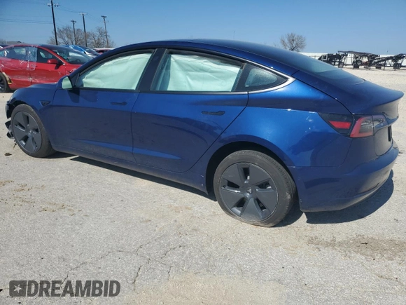 2022 Tesla Model 3 Long Range with VIN 5YJ3E1EB6NF249443, listed as a Copart auction lot 42940215 with Not Provided miles and Salvage Title. Bid and sale history available at DreamBid. Image 2.