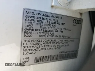 2018 Audi Q7 Premium Plus z VIN WA1LAAF78JD043140, wystawiony jako Copart lot #64671315 z przebiegiem 43 709 mil mil oraz Szkoda całkowita • Salvage title. Historia ofert i sprzedaży dostępna na DreamBid. Obrazek 14.