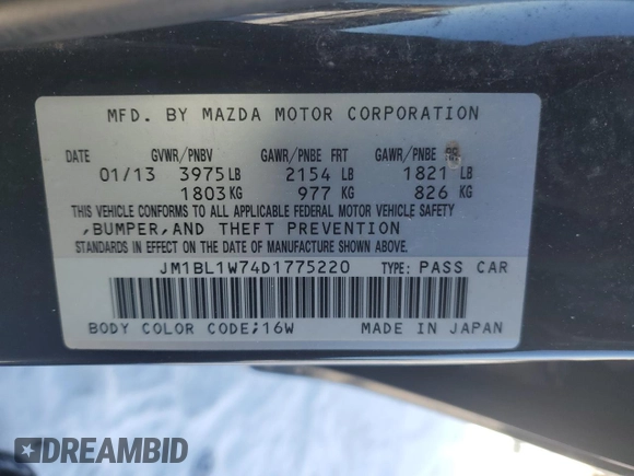 2013 Mazda 3 i Grand Touring with VIN JM1BL1W74D1775220, listed as a Copart auction lot 45549995 with 159,811 mi miles and Salvage Title. Bid and sale history available at carsss.com. Image 12.
