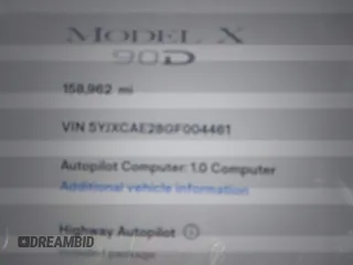 2016 Tesla Model X 70D z VIN 5YJXCAE28GF004461, wystawiony jako IAAI lot #41004214 z przebiegiem 158 962 mil mil oraz . Historia ofert i sprzedaży dostępna na DreamBid. Obrazek 7.