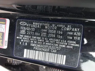 2023 Hyundai Elantra SEL with VIN KMHLM4AGXPU520757, listed as a IAAI auction lot 41892115 with 22,460 mi miles and . Bid and sale history available at DreamBid. Image 9.