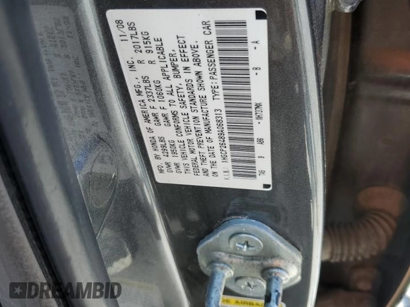 2009 Honda Accord LX-P with VIN 1HGCP26489A068313, listed as a Copart auction lot 50788235 with 120,289 mi miles and Salvage Title. Bid and sale history available at DreamBid. Image 12.