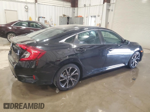 2019 Honda Civic Sport with VIN 2HGFC2F85KH590674, listed as a Copart auction lot 54452595 with 12,610 mi miles and Salvage Title. Bid and sale history available at DreamBid. Image 3.