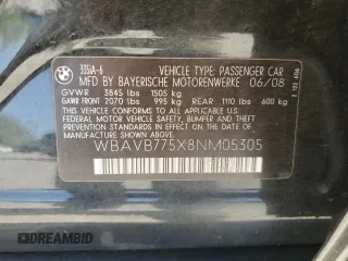 2008 BMW 3 Series 335i z VIN WBAVB775X8NM05305, wystawiony jako Copart lot #55230935 z przebiegiem 128 906 mil mil oraz Szkoda całkowita • Salvage title. Historia ofert i sprzedaży dostępna na DreamBid. Obrazek 12.
