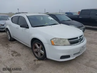 2013 Dodge Avenger SE V6 with VIN 1C3CDZAG0DN750965, listed as a IAAI auction lot 41937344 with 180,702 mi miles. Bid and sale history available at carsss.com. Image 1.