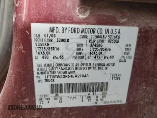 2004 Ford F-350 XL with VIN 1FTWW33P64EA21043, listed as a Copart auction lot 53885105 with Not Provided miles and Clean Title. Bid and sale history available at DreamBid. Image 12.