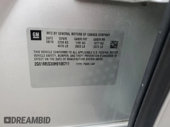 2017 Cadillac XTS Luxury with VIN 2G61M5S30H9106711, listed as a Copart auction lot 61536155 with 72,386 mi miles and Non repairable. Bid and sale history available at DreamBid. Image 13.