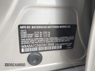 2014 BMW 5 Series 528i xDrive with VIN WBA5A7C56ED613949, listed as a IAAI auction lot 40353558 with 94,672 mi miles and . Bid and sale history available at DreamBid. Image 9.