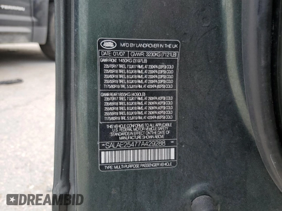 2007 Land Rover LR3 SE z VIN SALAE25477A429288, wystawiony jako Copart lot #89366485 z przebiegiem 330 404 mil mil oraz Szkoda całkowita • Salvage title. Historia ofert i sprzedaży dostępna na DreamBid. Obrazek 14.