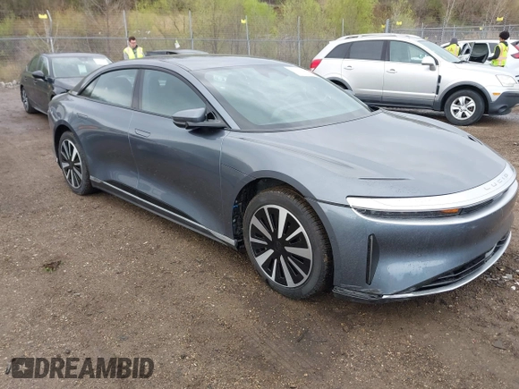 2023 Lucid Air Pure with VIN 50EA1PFA5PA007794, listed as a IAAI auction lot 42113156 with 5,052 mi miles. Bid and sale history available at carsss.com. Image 1.