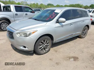 2013 Infiniti JX35 with VIN 5N1AL0MM2DC332434, listed as a IAAI auction lot 42165128 with 182,914 mi miles. Bid and sale history available at carsss.com. Image 2.