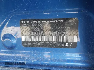 2019 Mitsubishi Outlander Sport ES 2.0 with VIN JA4AR3AU9KU028561, listed as a IAAI auction lot 41890996 with 122,409 mi miles. Bid and sale history available at carsss.com. Image 9.