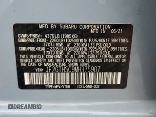 2021 Subaru Crosstrek Special Sports with VIN JF2GTHSC9MH375907, listed as a Copart auction lot 60216465 with 205,036 mi miles and Salvage title. Bid and sale history available at DreamBid. Image 13.