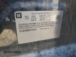 2013 Chevrolet Sonic LT with VIN 1G1JC5SB2D4145975, listed as a Copart auction lot 43541885 with 218,830 mi miles and Salvage Title. Bid and sale history available at DreamBid. Image 12.