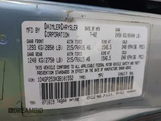 2003 Dodge Caravan SE with VIN 1D4GP253X3B101552, listed as a IAAI auction lot 42007148 with 278,745 mi miles. Bid and sale history available at carsss.com. Image 9.