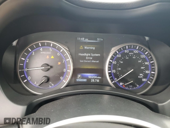 2015 Infiniti Q50 with VIN JN1BV7AP5FM356012, listed as a Copart auction lot 57848185 with 98,204 mi miles and Salvage title. Bid and sale history available at DreamBid. Image 9.