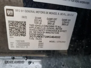 2021 GMC Sierra 1500 AT4 with VIN 3GTU9EET1MG464553, listed as a Copart auction lot 51775155 with 43,071 mi miles and Salvage Title. Bid and sale history available at carsss.com. Image 13.