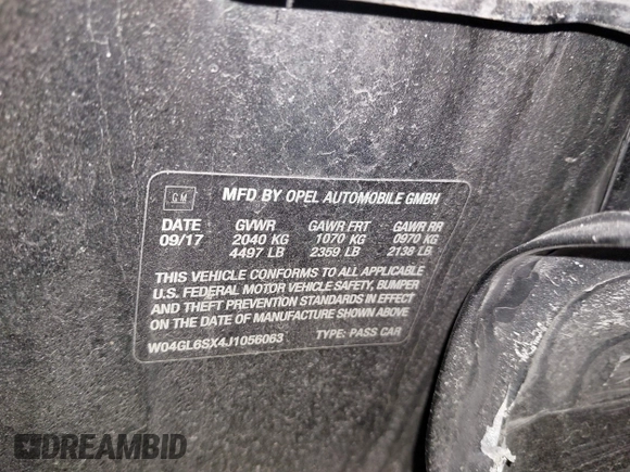 2018 Buick Regal Preferred with VIN W04GL6SX4J1056063, listed as a IAAI auction lot 41509836 with 50,385 mi miles and . Bid and sale history available at DreamBid. Image 9.