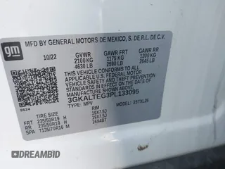 2023 GMC Terrain SLE with VIN 3GKALTEG3PL133095, listed as a IAAI auction lot 41354284 with 36,584 mi miles. Bid and sale history available at carsss.com. Image 9.