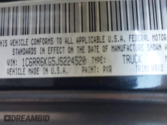 2018 Ram 1500 Express with VIN 1C6RR6KG5JS224520, listed as a IAAI auction lot 42230272 with 140,748 mi miles and . Bid and sale history available at DreamBid. Image 9.