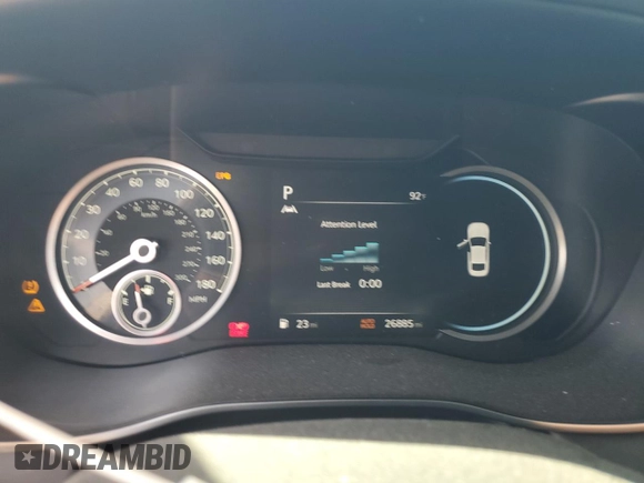 2023 Genesis G70 2.0T with VIN KMTG34TA9PU105285, listed as a Copart auction lot 58724654 with 26,885 mi miles and Salvage Title. Bid and sale history available at DreamBid. Image 9.