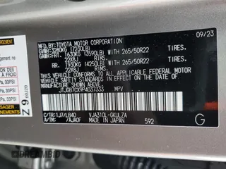 2023 Lexus LX 600 Luxury z VIN JTJGB7CX9P4037333, wystawiony jako Copart lot #38192374 z przebiegiem 1 723 mil mil oraz . Historia ofert i sprzedaży dostępna na DreamBid. Obrazek 14.