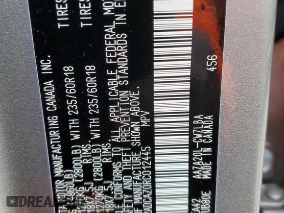 2024 Lexus NX 250 with VIN 2T2ADCAZ0RC012445, listed as a Copart auction lot 88843845 with 9,444 mi miles and Salvage title. Bid and sale history available at DreamBid. Image 13.