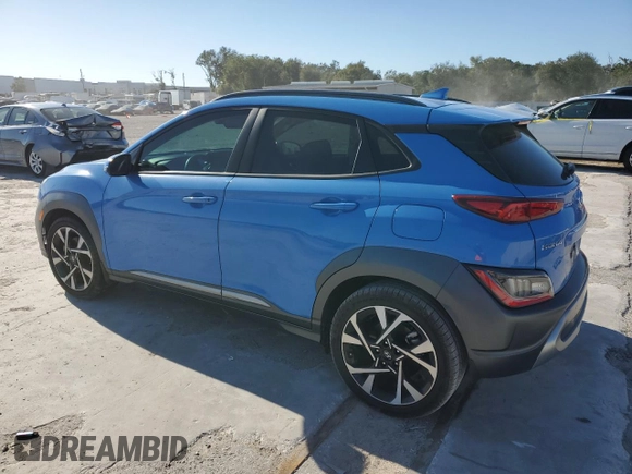 2022 Hyundai Kona Limited with VIN KM8K53A39NU808900, listed as a Copart auction lot 81210963 with 28,021 mi miles and Non repairable. Bid and sale history available at DreamBid. Image 2.