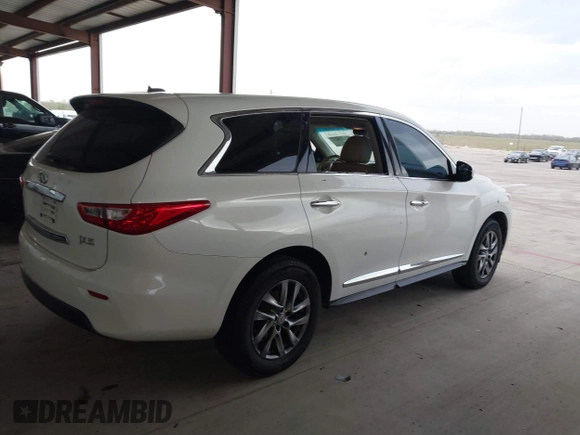 2013 Infiniti JX35 with VIN 5N1AL0MM4DC342673, listed as a IAAI auction lot 41813025 with 125,982 mi miles and . Bid and sale history available at DreamBid. Image 4.