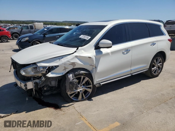 2013 Infiniti JX35 with VIN 5N1AL0MM9DC325674, listed as a Copart auction lot 70765154 with 58,436 mi miles and Salvage Title. Bid and sale history available at carsss.com. Image 1.