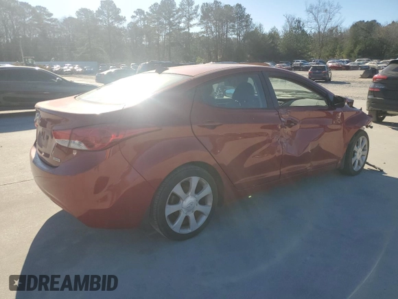 2013 Hyundai Elantra Limited with VIN KMHDH4AE9DU590737, listed as a Copart auction lot 46362195 with 213,578 mi miles and Salvage Title. Bid and sale history available at carsss.com. Image 3.