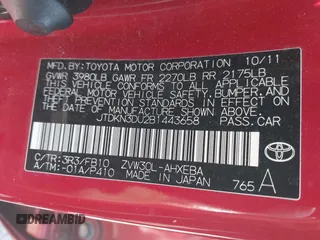 2011 Toyota Prius I with VIN JTDKN3DU2B1443658, listed as a IAAI auction lot 42141442 with 169,456 mi miles. Bid and sale history available at carsss.com. Image 9.
