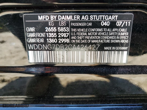 2012 Mercedes-Benz S-Class S 550 with VIN WDDNG7DB2CA426427, listed as a Copart auction lot 43619315 with 126,212 mi miles and Salvage Title. Bid and sale history available at carsss.com. Image 14.