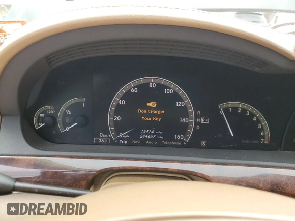 2009 Mercedes-Benz S-Class 5.5L V8 with VIN WDDNG86X49A262444, listed as a Copart auction lot 41502655 with 244,667 mi miles and Clean Title. Bid and sale history available at carsss.com. Image 9.