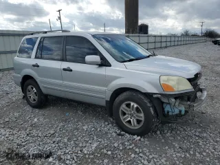 2004 Honda Pilot EX with VIN 2HKYF18574H586714, listed as a Copart auction lot 44374205 with 0 mi miles and Salvage Title. Bid and sale history available at carsss.com. Image 4.