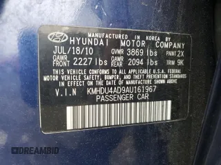 2010 Hyundai Elantra GLS z VIN KMHDU4AD9AU161967, wystawiony jako Copart lot #56753695 z przebiegiem 89 341 mil mil oraz Szkoda całkowita • Salvage title. Historia ofert i sprzedaży dostępna na DreamBid. Obrazek 12.