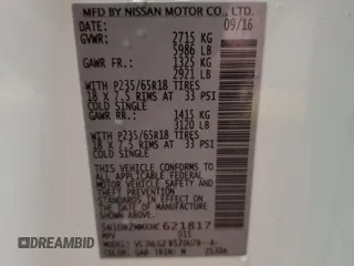 2017 Nissan Pathfinder SV with VIN 5N1DR2MMXHC621817, listed as a Copart auction lot 49306035 with 75,583 mi miles and Salvage Title. Bid and sale history available at carsss.com. Image 14.