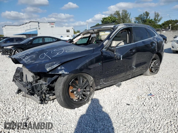 2020 Jaguar F-Pace 25t Prestige with VIN SADCK2FX0LA619322, listed as a Copart auction lot 41691755 with 46,115 mi miles and Non repairable. Bid and sale history available at DreamBid. Image 1.