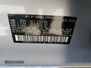 2023 Subaru Legacy Premium with VIN 4S3BWAF60P3015308, listed as a Copart auction lot 56574725 with 9,484 mi miles and Salvage title. Bid and sale history available at DreamBid. Image 12.