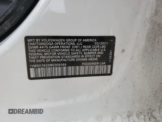 2021 Volkswagen Passat SE with VIN 1VWSA7A32MC009369, listed as a Copart auction lot 45649345 with 115,349 mi miles and Salvage title. Bid and sale history available at DreamBid. Image 12.