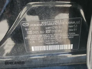 2011 Hyundai Sonata Limited with VIN 5NPEC4AC1BH275251, listed as a Copart auction lot 53206595 with 145,664 mi miles and Clean Title. Bid and sale history available at carsss.com. Image 12.