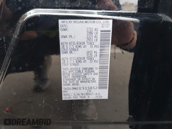 2018 Infiniti QX60 with VIN 5N1DL0MN2JC515852, listed as a IAAI auction lot 42174867 with 72,204 mi miles and . Bid and sale history available at DreamBid. Image 16.