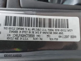 2017 Jeep Grand Cherokee Laredo with VIN 1C4RJFAG0HC739589, listed as a IAAI auction lot 41454746 with 133,868 mi miles. Bid and sale history available at carsss.com. Image 9.