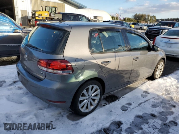 2012 Volkswagen Golf TDI with VIN WVWNM7AJ5CW332205, listed as a Copart auction lot 44744695 with 109,381 mi miles and Salvage title. Bid and sale history available at DreamBid. Image 3.