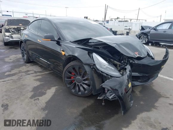 2022 Tesla Model 3 Performance with VIN 5YJ3E1EC3NF248534, listed as a IAAI auction lot 41882694 with 55,415 mi miles and . Bid and sale history available at carsss.com. Image 1.