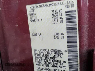 2011 Nissan Maxima SV with VIN 1N4AA5AP0BC801402, listed as a Copart auction lot 51287515 with 191,468 mi miles and Salvage Title. Bid and sale history available at DreamBid. Image 12.